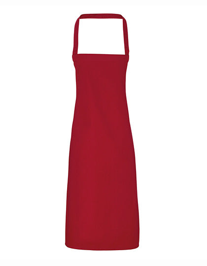 Premier Workwear Organic Cotton Bib Apron (No Pocket) PW102 in Burgundy (ca. Pantone 216C)