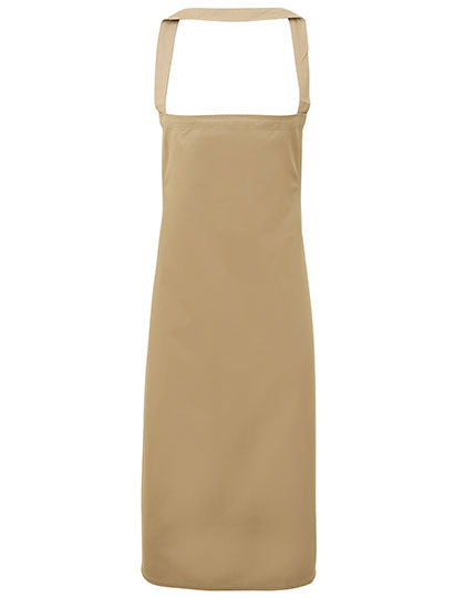 Premier Workwear Organic Cotton Bib Apron (No Pocket) PW102 in Khaki (ca. Pantone 7503C)