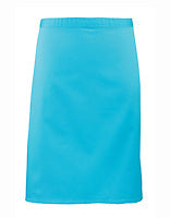 Premier Workwear Mittellange Bistroschürze Colours in Turquoise (ca. Pantone 312C) – mit Firmenlogo individualisierbar