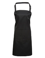 Premier Workwear Latzschürze Colours mit Tasche in Black (ca. Pantone Black C) – mit Firmenlogo individualisierbar