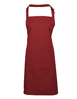 Premier Workwear Latzschürze Colours mit Tasche in Burgundy (ca. Pantone 216C) – mit Firmenlogo individualisierbar
