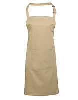 Premier Workwear Latzschürze Colours mit Tasche in Khaki (ca. Pantone 7503C) – mit Firmenlogo individualisierbar
