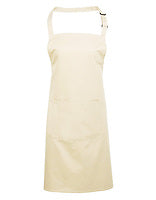 Premier Workwear Latzschürze Colours mit Tasche in Natural (ca. Pantone 1205C) – mit Firmenlogo individualisierbar