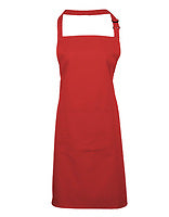 Premier Workwear Latzschürze Colours mit Tasche in Red (ca. Pantone 200C) – mit Firmenlogo individualisierbar