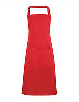 Premier Workwear Latzschürze Colours mit Tasche in Strawberry Red (ca. Pantone 186C) – mit Firmenlogo individualisierbar