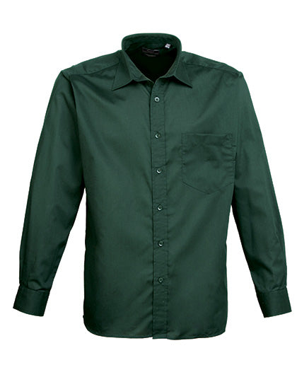 Premier Workwear Men´s Poplin Long Sleeve Shirt PW200 in Bottle Green