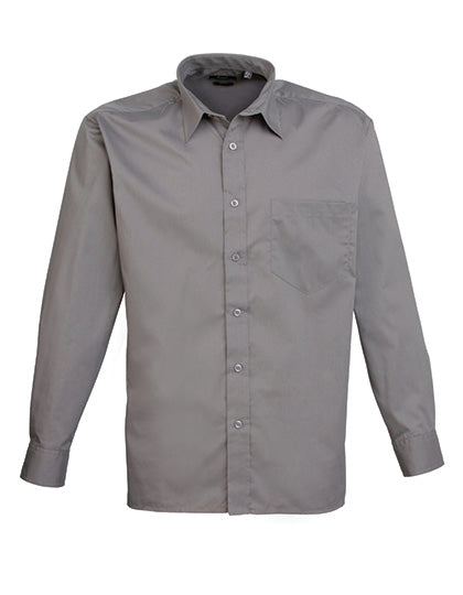Premier Workwear Men´s Poplin Long Sleeve Shirt PW200 in Dark Grey