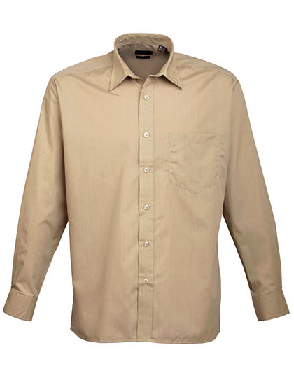 Premier Workwear Men´s Poplin Long Sleeve Shirt PW200 in Khaki