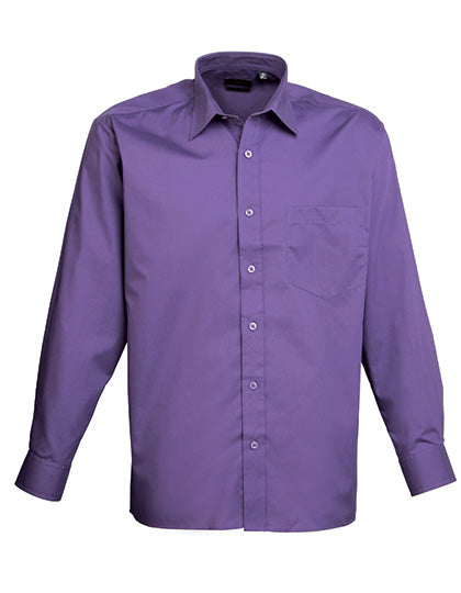 Premier Workwear Men´s Poplin Long Sleeve Shirt PW200 in Purple