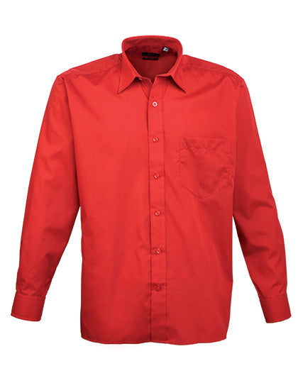 Premier Workwear Men´s Poplin Long Sleeve Shirt PW200 in Red