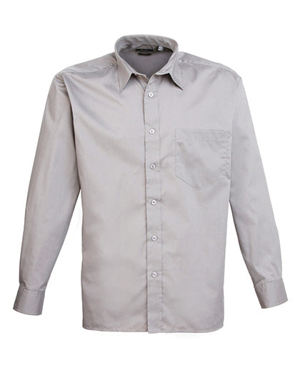 Premier Workwear Men´s Poplin Long Sleeve Shirt PW200 in Silver (ca. Pantone Cool Gray 7C)