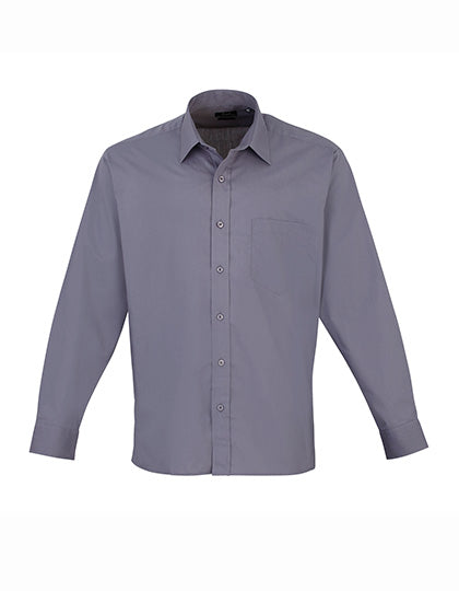 Premier Workwear Men´s Poplin Long Sleeve Shirt PW200 in Steel (ca. Pantone Cool Grey 11C)