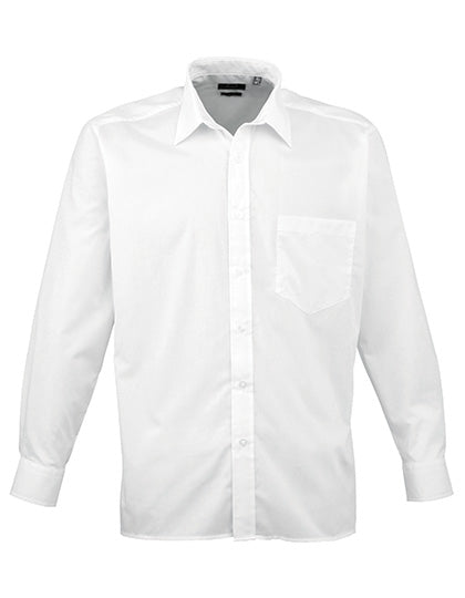Premier Workwear Men´s Poplin Long Sleeve Shirt PW200 in White