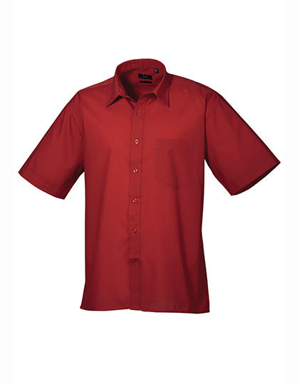 Premier Workwear Men´s Poplin Short Sleeve Shirt PW202 in Burgundy