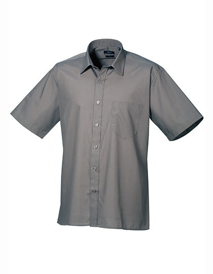 Premier Workwear Men´s Poplin Short Sleeve Shirt PW202 in Dark Grey
