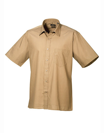Premier Workwear Men´s Poplin Short Sleeve Shirt PW202 in Khaki