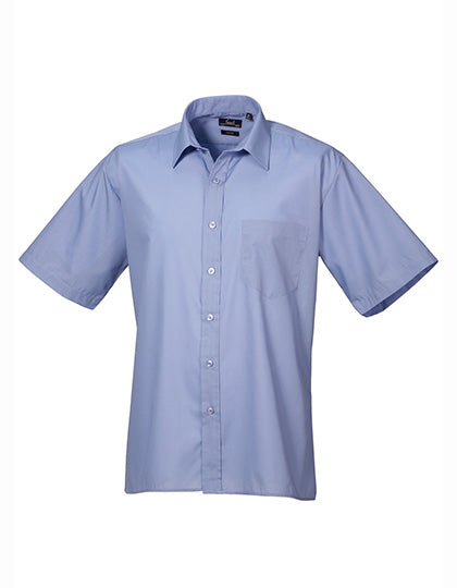 Premier Workwear Men´s Poplin Short Sleeve Shirt PW202 in Mid Blue (ca. Pantone 2718C)