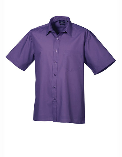 Premier Workwear Men´s Poplin Short Sleeve Shirt PW202 in Purple