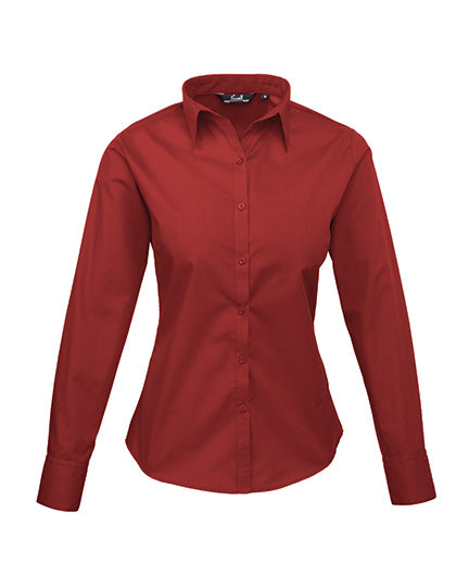 Premier Workwear Women´s Poplin Long Sleeve Blouse PW300 in Burgundy