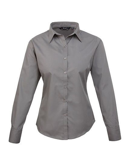 Premier Workwear Women´s Poplin Long Sleeve Blouse PW300 in Dark Grey