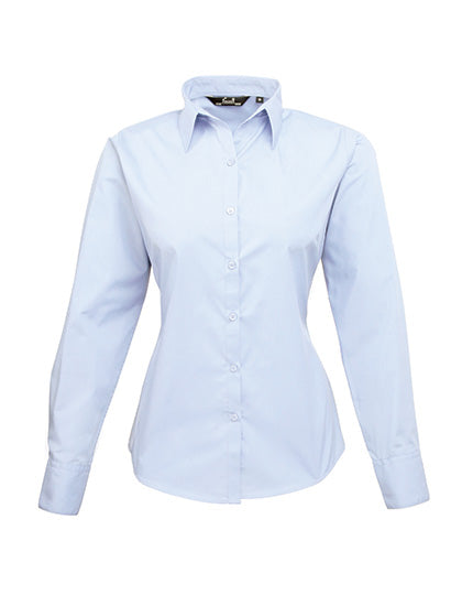 Premier Workwear Women´s Poplin Long Sleeve Blouse PW300 in Light Blue (ca. Pantone 2717C)