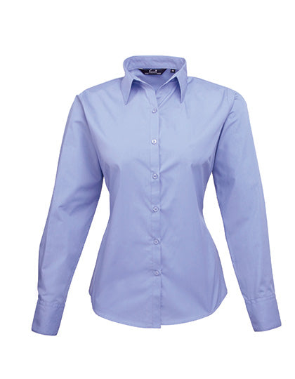 Premier Workwear Women´s Poplin Long Sleeve Blouse PW300 in Mid Blue (ca. Pantone 2718C)