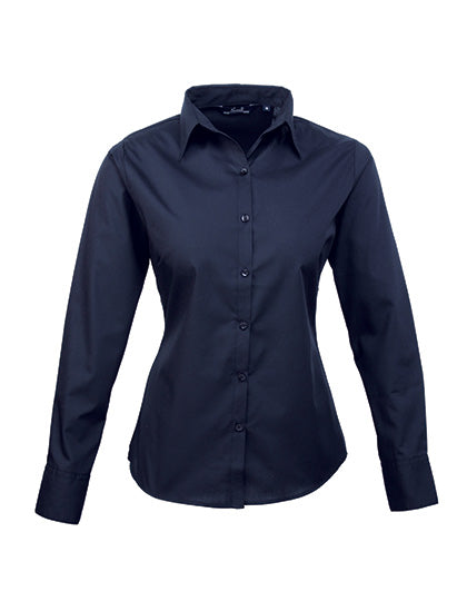 Premier Workwear Women´s Poplin Long Sleeve Blouse PW300 in Navy (ca. Pantone 2378C)
