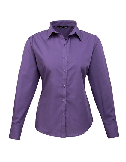 Premier Workwear Women´s Poplin Long Sleeve Blouse PW300 in Purple