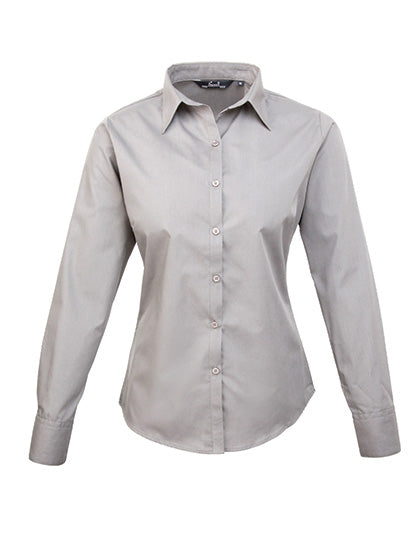 Premier Workwear Women´s Poplin Long Sleeve Blouse PW300 in Silver (ca. Pantone Cool Gray 7C)