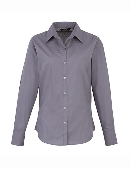 Premier Workwear Women´s Poplin Long Sleeve Blouse PW300 in Steel (ca. Pantone Cool Grey 11C)