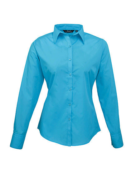 Premier Workwear Women´s Poplin Long Sleeve Blouse PW300 in Turquoise (ca. Pantone 7703C)