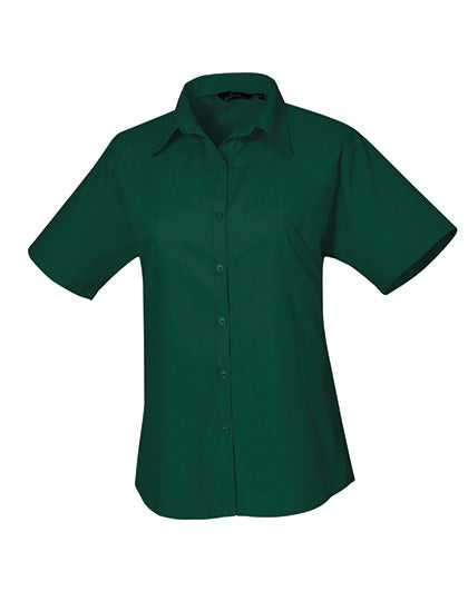 Premier Workwear Women´s Poplin Short Sleeve Blouse PW302 in Bottle Green