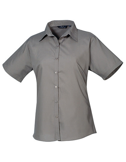 Premier Workwear Women´s Poplin Short Sleeve Blouse PW302 in Dark Grey
