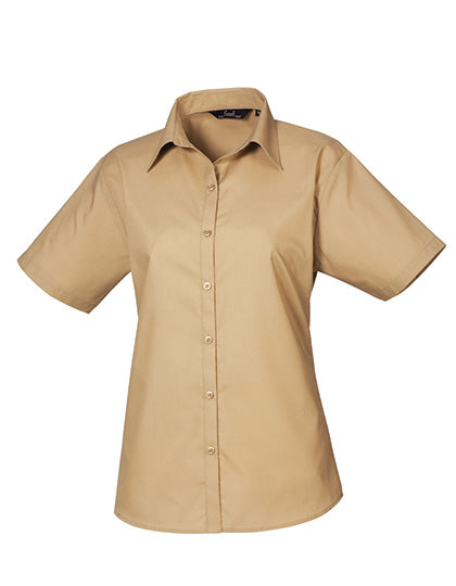 Premier Workwear Women´s Poplin Short Sleeve Blouse PW302 in Khaki