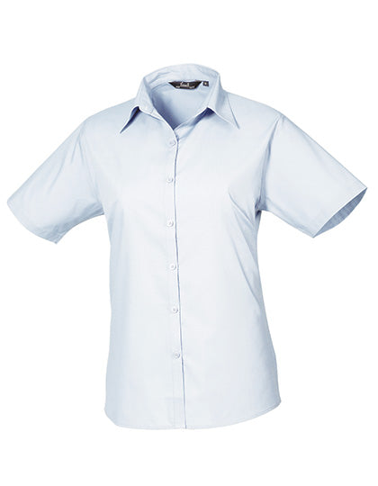 Premier Workwear Women´s Poplin Short Sleeve Blouse PW302 in Light Blue (ca. Pantone 2717C)