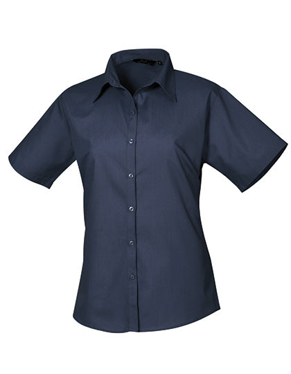 Premier Workwear Women´s Poplin Short Sleeve Blouse PW302 in Navy (ca. Pantone 2378C)