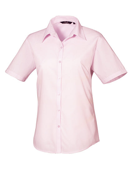 Premier Workwear Women´s Poplin Short Sleeve Blouse PW302 in Pink (ca. Pantone 707C)