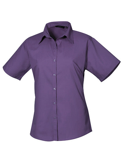 Premier Workwear Women´s Poplin Short Sleeve Blouse PW302 in Purple