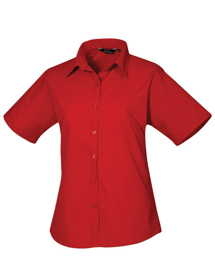 Premier Workwear Women´s Poplin Short Sleeve Blouse PW302 in Red
