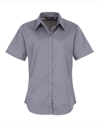 Premier Workwear Women´s Poplin Short Sleeve Blouse PW302 in Steel (ca. Pantone Cool Grey 11C)