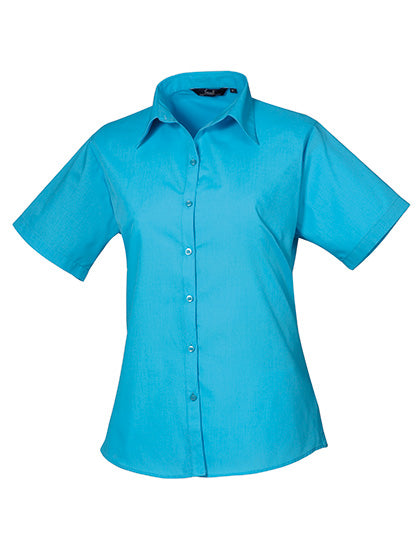 Premier Workwear Women´s Poplin Short Sleeve Blouse PW302 in Turquoise (ca. Pantone 7703C)