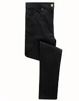 Premier Workwear Damen-Performance-Chino in Black (ca. Pantone Black C) – mit Firmenlogo individualisierbar