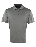 Premier Workwear Herren Coolchecker Gastro-Poloshirt in Dark Grey (ca. Pantone 431C) – mit Firmenlogo individualisierbar