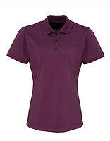 Premier Workwear Damen Coolchecker Gastro-Poloshirt in Aubergine (ca. Pantone 5115C) – mit Firmenlogo individualisierbar