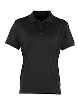 Premier Workwear Damen Coolchecker Gastro-Poloshirt in Black (ca. Pantone Black C) – mit Firmenlogo individualisierbar