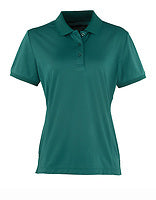 Premier Workwear Damen Coolchecker Gastro-Poloshirt in Bottle Green (ca. Pantone 560C) – mit Firmenlogo individualisierbar
