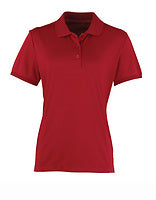 Premier Workwear Damen Coolchecker Gastro-Poloshirt in Burgundy (ca. Pantone 216C) – mit Firmenlogo individualisierbar