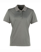 Premier Workwear Damen Coolchecker Gastro-Poloshirt in Dark Grey (ca. Pantone 431C) – mit Firmenlogo individualisierbar