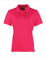 Premier Workwear Damen Coolchecker Gastro-Poloshirt in Hot Pink (ca. Pantone 214C) – mit Firmenlogo individualisierbar