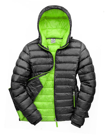 Result Women´s Snow Bird Hooded Jacket in Black/Lime – mit Firmenlogo individualisierbar
